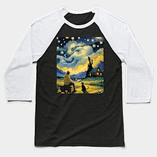 Starry Night Cat, Van Gogh Cat, Cat Lover, Cat Mom, Cat Dad Baseball T-Shirt